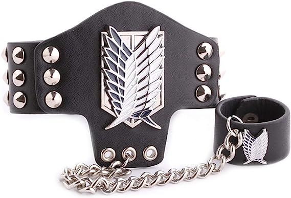 Bracelet & Ring - Attack on Titan Survey Corps Logo Leather إسورة مع خاتم جلد هجوم العمالقة فرقة الإستطلاع