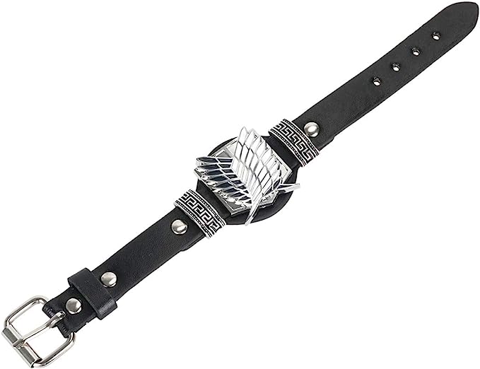Bracelet - Attack on Titan Survey Corps Logo Leather إسورة جلد هجوم العمالقة فرقة الإستطلاع