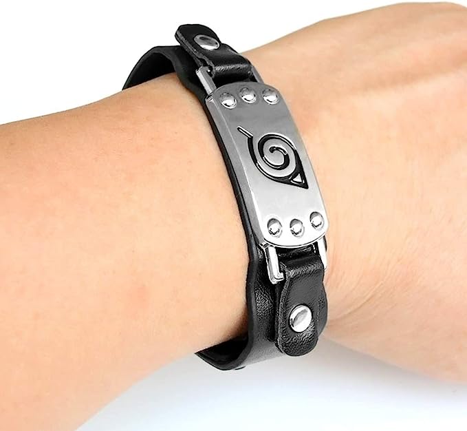 Bracelet - Naruto Konoha Logo Leather إسورة جلد مع خاتم ناروتو شعار قرية كونوها