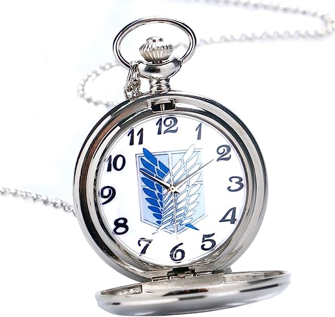 Pocket Watch Quartz Necklace Attack on Titan Anime Survey Corps accessories ساعة جيب كوارتز أنمي هجوم العمالقة فرقة الإستطلاع