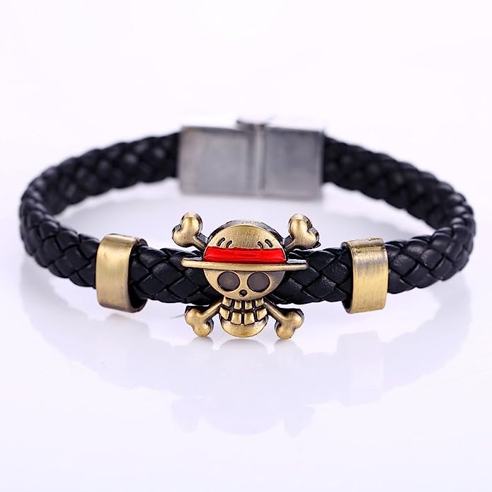 Bracelet - One Piece Luffy Straw Hat Copper Logo Leather إسورة جلد ون بيس ون بييس شعار قبعة القش