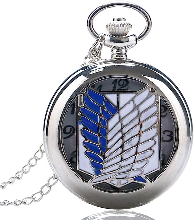 Pocket Watch Quartz Necklace Attack on Titan Anime Survey Corps accessories ساعة جيب كوارتز أنمي هجوم العمالقة فرقة الإستطلاع