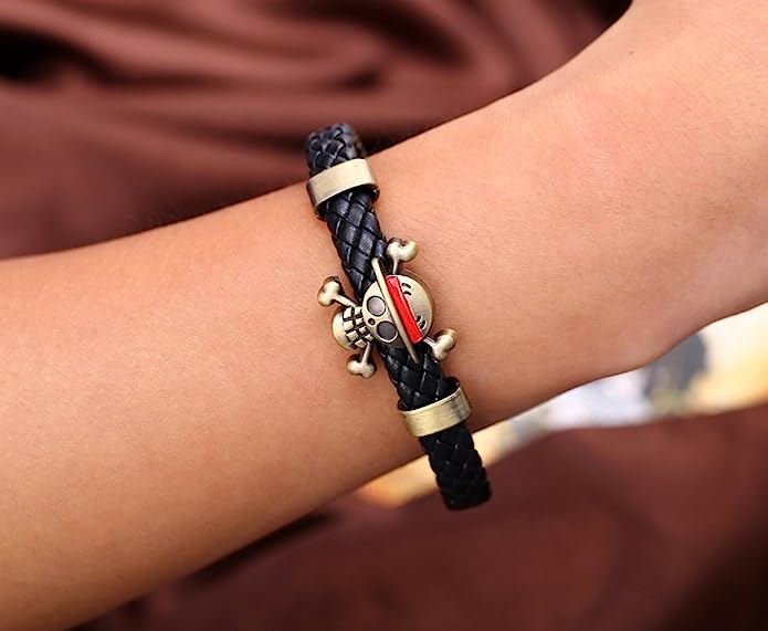 Bracelet - One Piece Luffy Straw Hat Copper Logo Leather إسورة جلد ون بيس ون بييس شعار قبعة القش