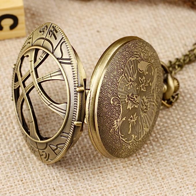 Pocket Watch Quartz Necklace Marvel Dr. Strange Eye of Agamotto accessories ساعة جيب كوارتز مارفل دكتور سترينج عين أغاموتو