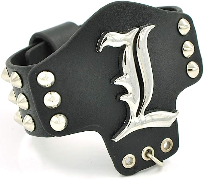 Bracelet & Ring - Death Note L Logo Leather إسورة جلد مع خاتم ديث نوت