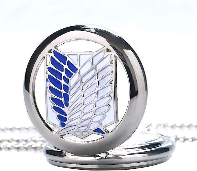 Pocket Watch Quartz Necklace Attack on Titan Anime Survey Corps accessories ساعة جيب كوارتز أنمي هجوم العمالقة فرقة الإستطلاع