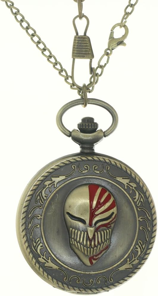 Pocket Watch Quartz Necklace Bleach Anime Hollow Mask Ichigo accessories ساعة جيب كوارتز أنمي بليش قناع إيشيقو الهالو