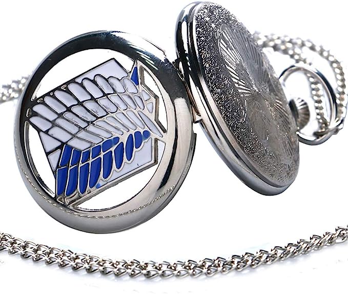Pocket Watch Quartz Necklace Attack on Titan Anime Survey Corps accessories ساعة جيب كوارتز أنمي هجوم العمالقة فرقة الإستطلاع