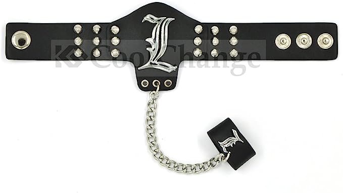 Bracelet & Ring - Death Note L Logo Leather إسورة جلد مع خاتم ديث نوت