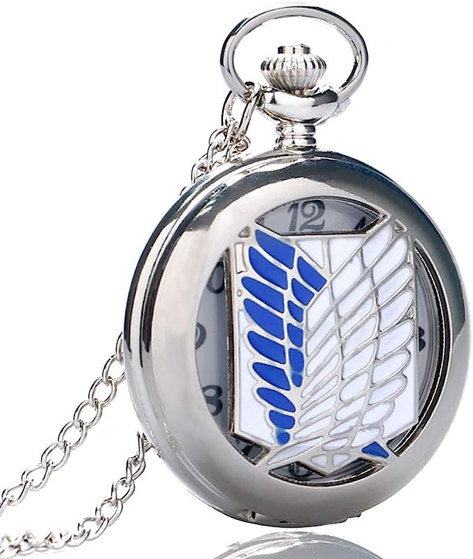 Pocket Watch Quartz Necklace Attack on Titan Anime Survey Corps accessories ساعة جيب كوارتز أنمي هجوم العمالقة فرقة الإستطلاع