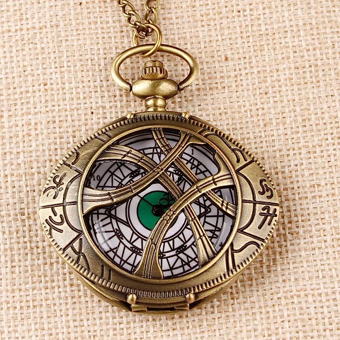 Pocket Watch Quartz Necklace Marvel Dr. Strange Eye of Agamotto accessories ساعة جيب كوارتز مارفل دكتور سترينج عين أغاموتو