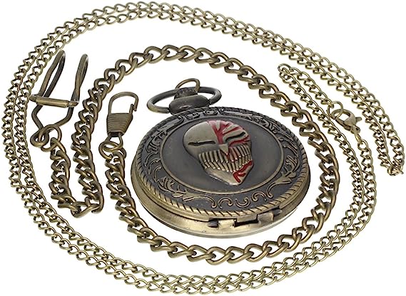 Pocket Watch Quartz Necklace Bleach Anime Hollow Mask Ichigo accessories ساعة جيب كوارتز أنمي بليش قناع إيشيقو الهالو