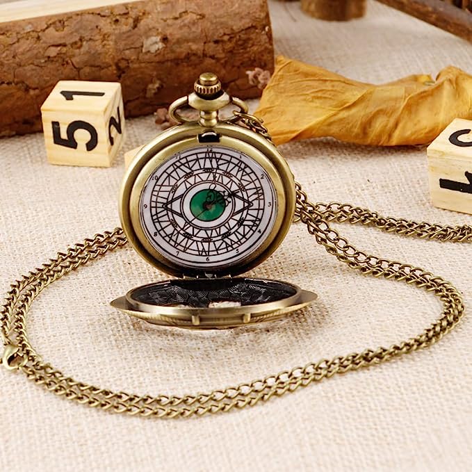 Pocket Watch Quartz Necklace Marvel Dr. Strange Eye of Agamotto accessories ساعة جيب كوارتز مارفل دكتور سترينج عين أغاموتو