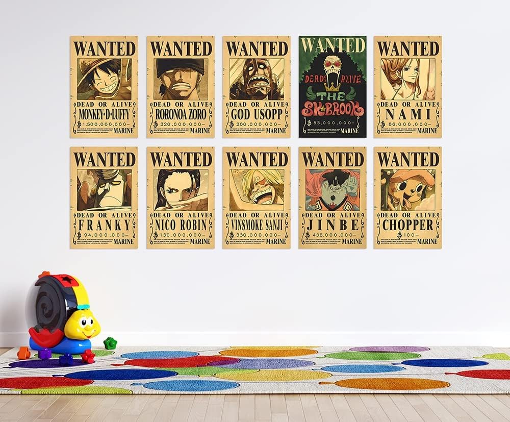 One Piece Wanted Poster 12Pcs new updated numbers ون بيس صور المطلوبين بالمبالغ الجديدة عدد 12 صورة