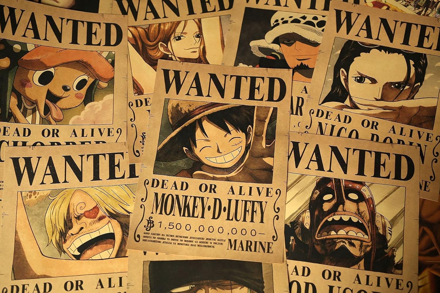 One Piece Wanted Poster 12Pcs new updated numbers ون بيس صور المطلوبين بالمبالغ الجديدة عدد 12 صورة