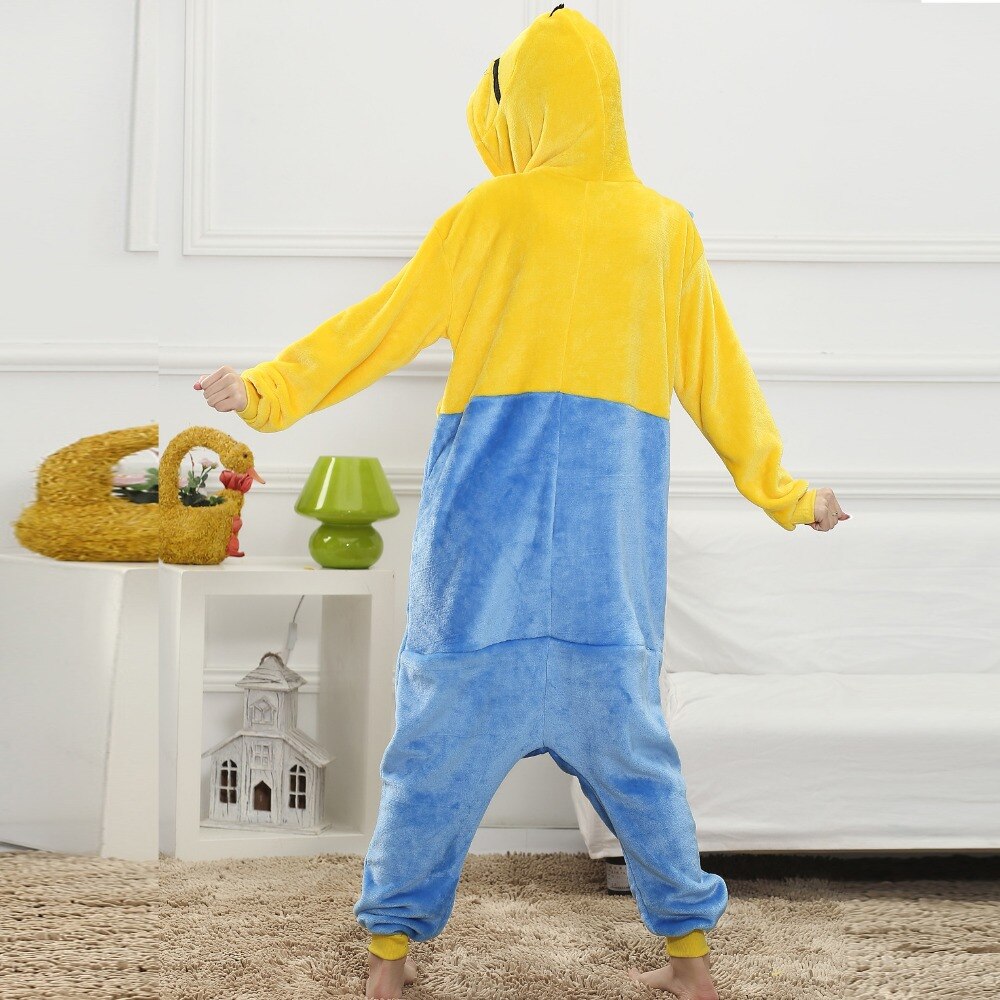 Onesies  ملابس مينيونز كوسبلاي ملابس تنكريه بيجامة قطعة واحدة بتصميم حيوانات للكبار ملابس نوم بقلنسوة، ملابس منزل للهالوين والاحتفالات