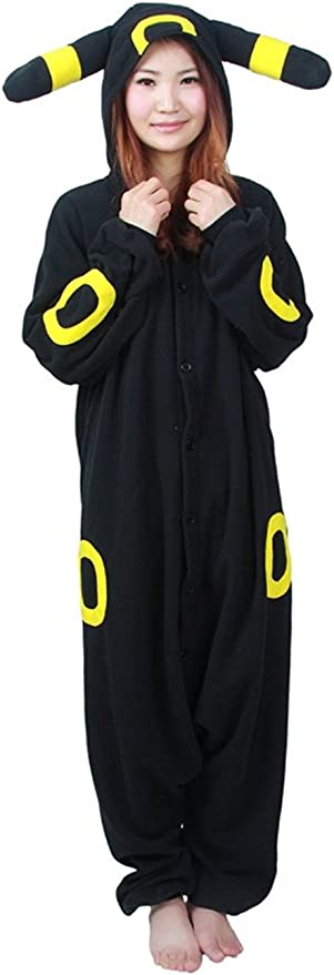 Onesies  ملابس بوكيمون أسود وأصفر كوسبلاي ملابس تنكريه بيجامة قطعة واحدة بتصميم حيوانات للكبار ملابس نوم بقلنسوة، ملابس منزل للهالوين والاحتفالات