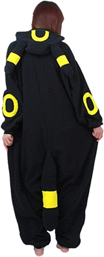 Onesies  ملابس بوكيمون أسود وأصفر كوسبلاي ملابس تنكريه بيجامة قطعة واحدة بتصميم حيوانات للكبار ملابس نوم بقلنسوة، ملابس منزل للهالوين والاحتفالات