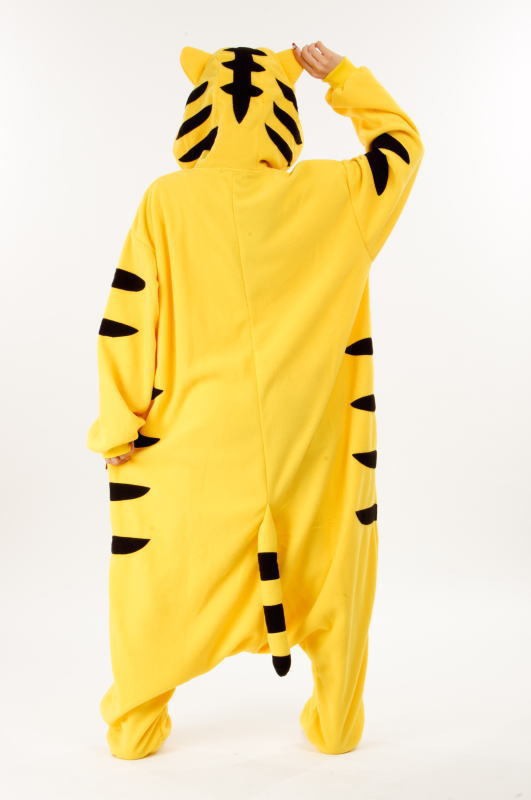 Onesies  ملابس نمر أصفر كوسبلاي ملابس تنكريه بيجامة قطعة واحدة بتصميم حيوانات للكبار ملابس نوم بقلنسوة، ملابس منزل للهالوين والاحتفالات