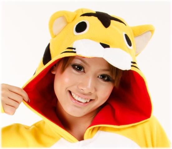 Onesies  ملابس نمر أصفر كوسبلاي ملابس تنكريه بيجامة قطعة واحدة بتصميم حيوانات للكبار ملابس نوم بقلنسوة، ملابس منزل للهالوين والاحتفالات