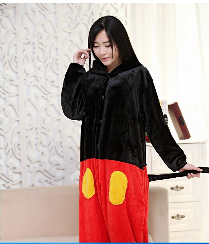 Onesies  ملابس ميكي ماوس كوسبلاي ملابس تنكريه بيجامة قطعة واحدة بتصميم حيوانات للكبار ملابس نوم بقلنسوة، ملابس منزل للهالوين والاحتفالات