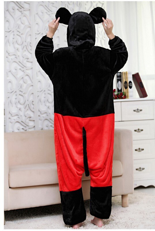Onesies  ملابس ميكي ماوس كوسبلاي ملابس تنكريه بيجامة قطعة واحدة بتصميم حيوانات للكبار ملابس نوم بقلنسوة، ملابس منزل للهالوين والاحتفالات