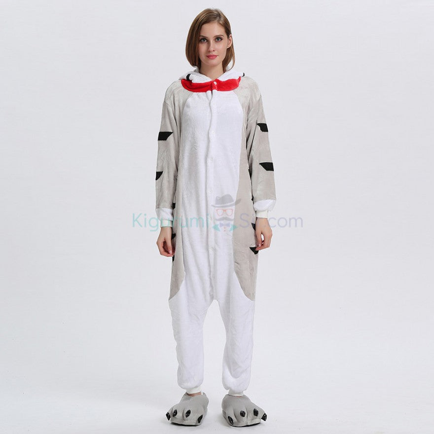 Onesies  ملابس قط رصاصي كوسبلاي ملابس تنكريه بيجامة قطعة واحدة بتصميم حيوانات للكبار ملابس نوم بقلنسوة، ملابس منزل للهالوين والاحتفالات