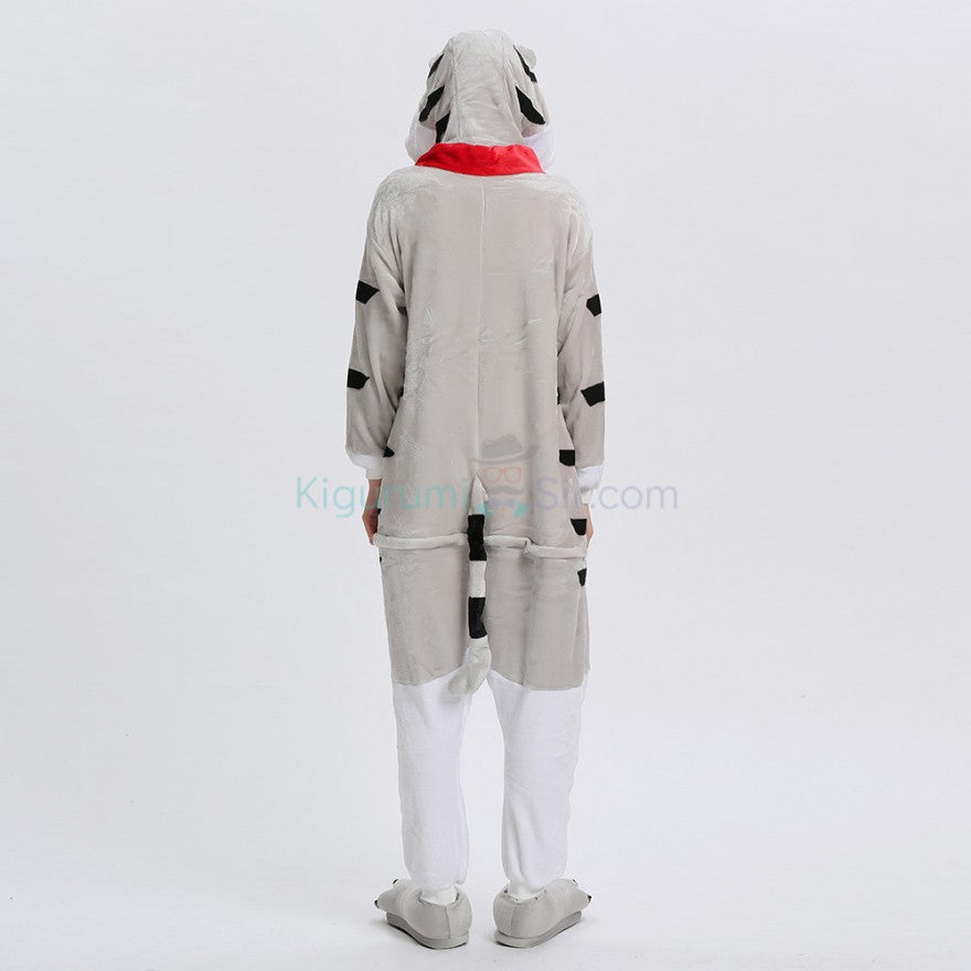 Onesies  ملابس قط رصاصي كوسبلاي ملابس تنكريه بيجامة قطعة واحدة بتصميم حيوانات للكبار ملابس نوم بقلنسوة، ملابس منزل للهالوين والاحتفالات