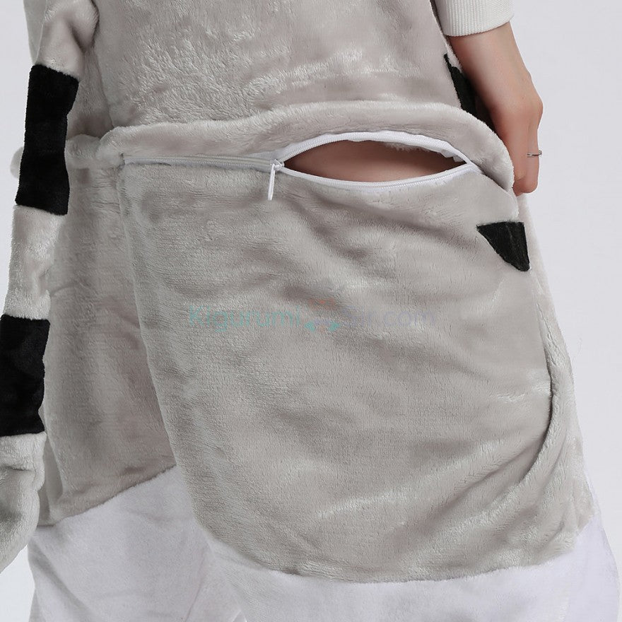 Onesies  ملابس قط رصاصي كوسبلاي ملابس تنكريه بيجامة قطعة واحدة بتصميم حيوانات للكبار ملابس نوم بقلنسوة، ملابس منزل للهالوين والاحتفالات