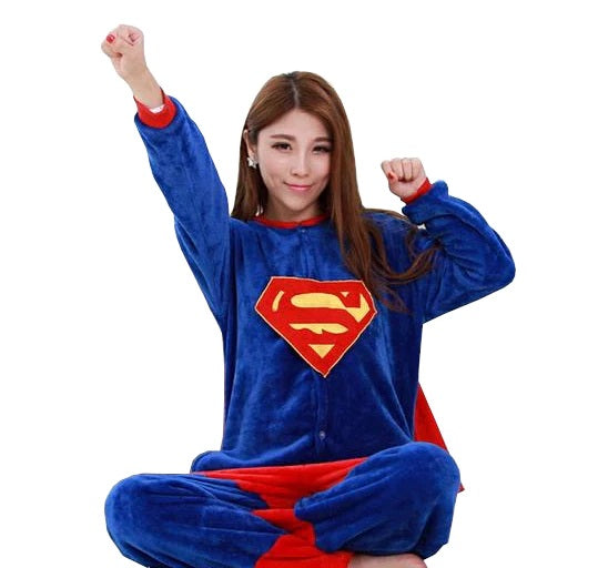 Onesies  ملابس سوبر مان كوسبلاي ملابس تنكريه بيجامة قطعة واحدة بتصميم حيوانات للكبار ملابس نوم بقلنسوة، ملابس منزل للهالوين والاحتفالات