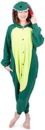 Onesies  ملابس تنين أخضر كوسبلاي ملابس تنكريه بيجامة قطعة واحدة بتصميم حيوانات للكبار ملابس نوم بقلنسوة، ملابس منزل للهالوين والاحتفالات