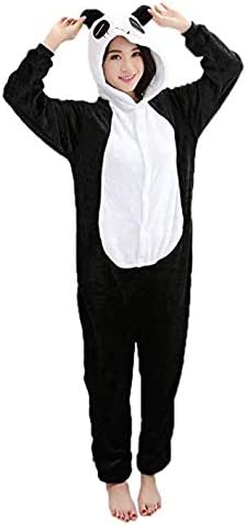 Onesies  ملابس باندا كوسبلاي ملابس تنكريه بيجامة قطعة واحدة بتصميم حيوانات للكبار ملابس نوم بقلنسوة، ملابس منزل للهالوين والاحتفالات