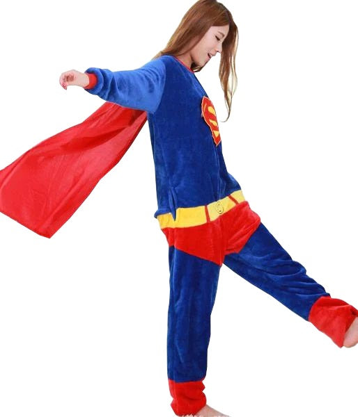 Onesies  ملابس سوبر مان كوسبلاي ملابس تنكريه بيجامة قطعة واحدة بتصميم حيوانات للكبار ملابس نوم بقلنسوة، ملابس منزل للهالوين والاحتفالات