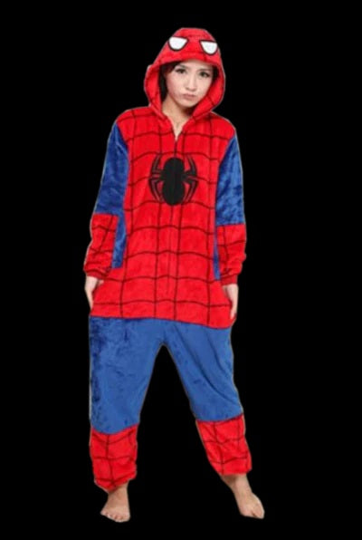 Onesies  ملابس سبيدر مان كوسبلاي ملابس تنكريه بيجامة قطعة واحدة بتصميم حيوانات للكبار ملابس نوم بقلنسوة، ملابس منزل للهالوين والاحتفالات