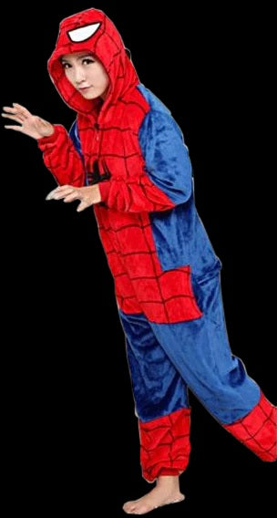 Onesies  ملابس سبيدر مان كوسبلاي ملابس تنكريه بيجامة قطعة واحدة بتصميم حيوانات للكبار ملابس نوم بقلنسوة، ملابس منزل للهالوين والاحتفالات