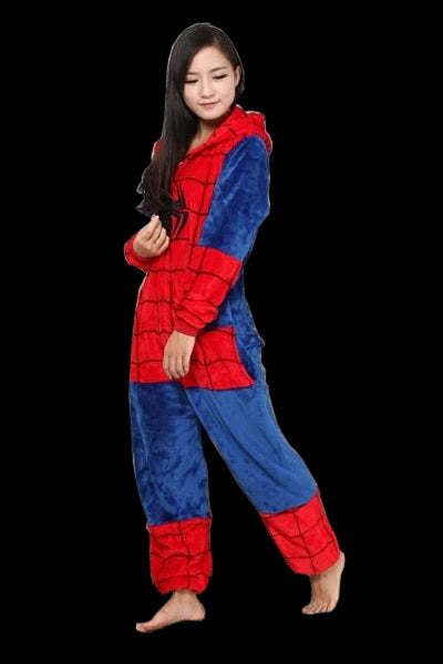 Onesies  ملابس سبيدر مان كوسبلاي ملابس تنكريه بيجامة قطعة واحدة بتصميم حيوانات للكبار ملابس نوم بقلنسوة، ملابس منزل للهالوين والاحتفالات