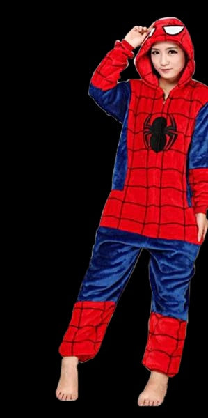 Onesies  ملابس سبيدر مان كوسبلاي ملابس تنكريه بيجامة قطعة واحدة بتصميم حيوانات للكبار ملابس نوم بقلنسوة، ملابس منزل للهالوين والاحتفالات