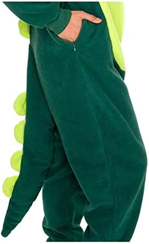 Onesies  ملابس تنين أخضر كوسبلاي ملابس تنكريه بيجامة قطعة واحدة بتصميم حيوانات للكبار ملابس نوم بقلنسوة، ملابس منزل للهالوين والاحتفالات