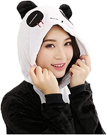 Onesies  ملابس باندا كوسبلاي ملابس تنكريه بيجامة قطعة واحدة بتصميم حيوانات للكبار ملابس نوم بقلنسوة، ملابس منزل للهالوين والاحتفالات