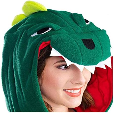 Onesies  ملابس تنين أخضر كوسبلاي ملابس تنكريه بيجامة قطعة واحدة بتصميم حيوانات للكبار ملابس نوم بقلنسوة، ملابس منزل للهالوين والاحتفالات
