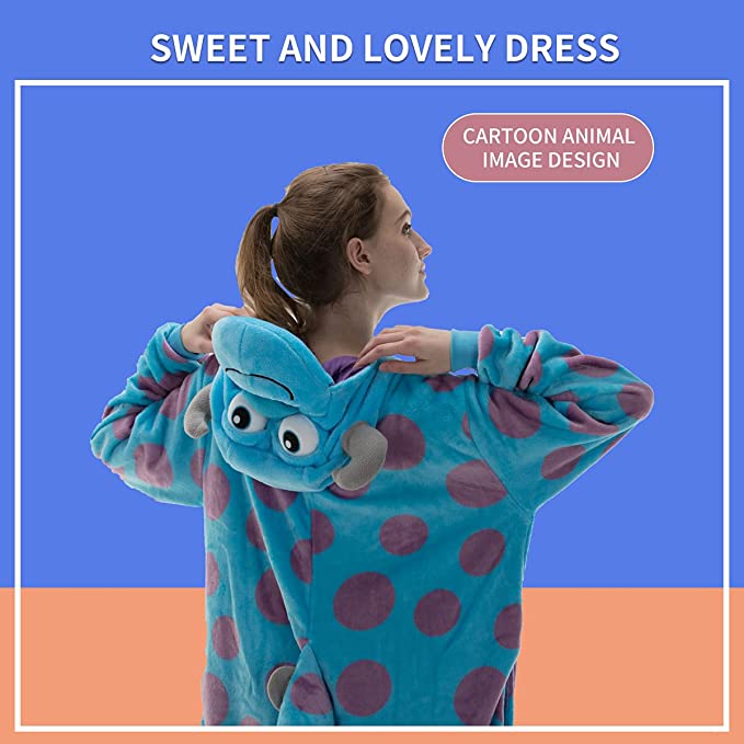 Onesies   ملابس سولوفان كوسبلاي ملابس تنكريه بيجامة قطعة واحدة بتصميم حيوانات للكبار ملابس نوم بقلنسوة، ملابس منزل للهالوين والاحتفالات