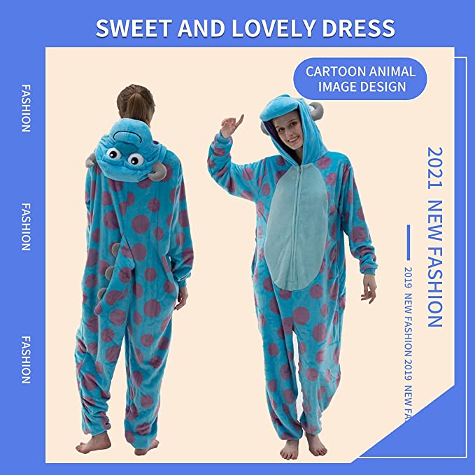 Onesies   ملابس سولوفان كوسبلاي ملابس تنكريه بيجامة قطعة واحدة بتصميم حيوانات للكبار ملابس نوم بقلنسوة، ملابس منزل للهالوين والاحتفالات