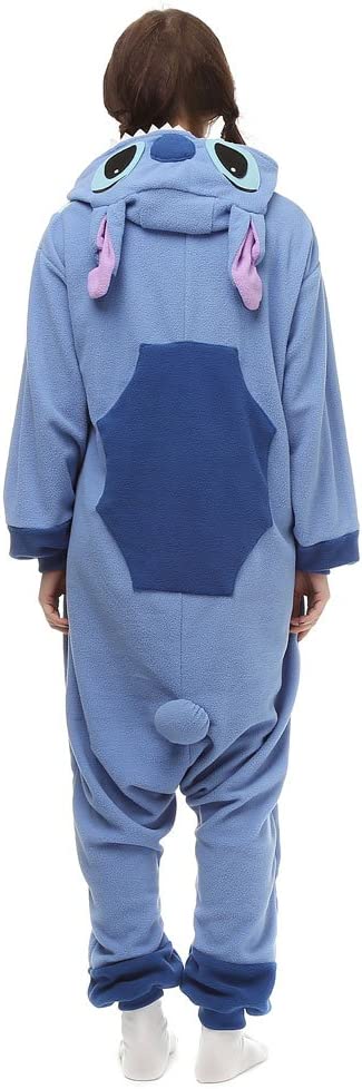 Onesies  ملابس ستيتش كوسبلاي ملابس تنكريه بيجامة قطعة واحدة بتصميم حيوانات للكبار ملابس نوم بقلنسوة، ملابس منزل للهالوين والاحتفالات