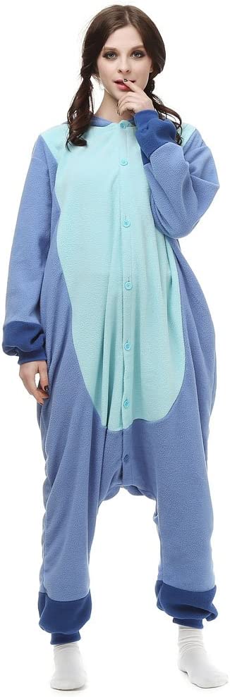 Onesies  ملابس ستيتش كوسبلاي ملابس تنكريه بيجامة قطعة واحدة بتصميم حيوانات للكبار ملابس نوم بقلنسوة، ملابس منزل للهالوين والاحتفالات