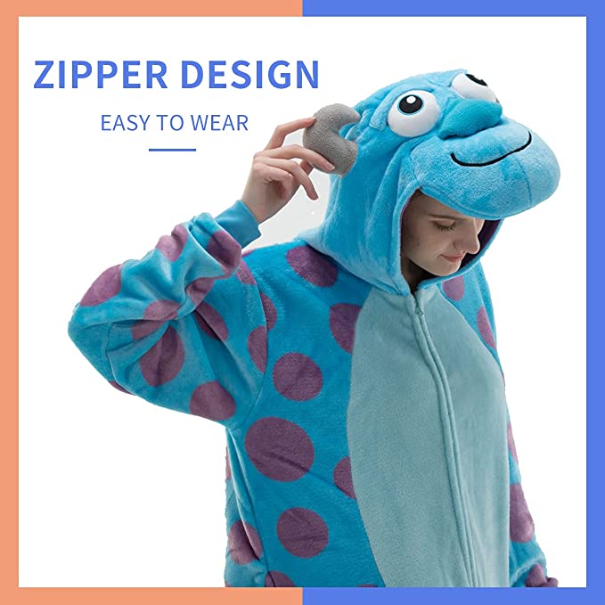 Onesies   ملابس سولوفان كوسبلاي ملابس تنكريه بيجامة قطعة واحدة بتصميم حيوانات للكبار ملابس نوم بقلنسوة، ملابس منزل للهالوين والاحتفالات