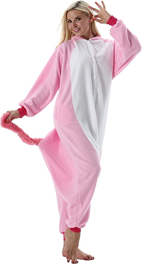 Onesies  ملابس وحيد القرن بمبي كوسبلاي ملابس تنكريه بيجامة قطعة واحدة بتصميم حيوانات للكبار ملابس نوم بقلنسوة، ملابس منزل للهالوين والاحتفالات
