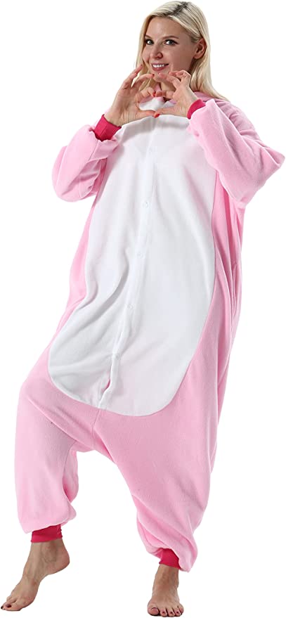 Onesies  ملابس وحيد القرن بمبي كوسبلاي ملابس تنكريه بيجامة قطعة واحدة بتصميم حيوانات للكبار ملابس نوم بقلنسوة، ملابس منزل للهالوين والاحتفالات