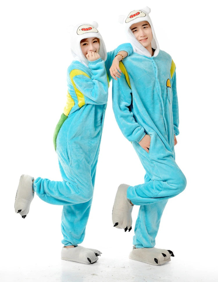 Onesies  ملابس فين كوسبلاي ملابس تنكريهبيجامة قطعة واحدة بتصميم حيوانات للكبار ملابس نوم بقلنسوة، ملابس منزل للهالوين والاحتفالات