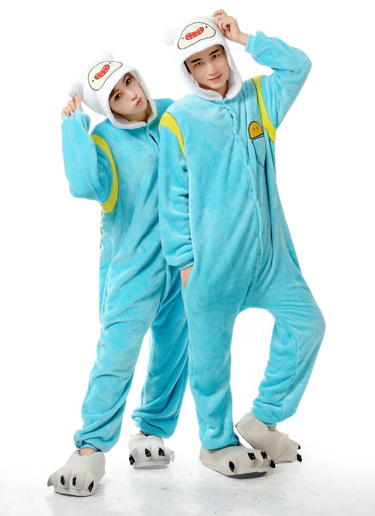 Onesies  ملابس فين كوسبلاي ملابس تنكريهبيجامة قطعة واحدة بتصميم حيوانات للكبار ملابس نوم بقلنسوة، ملابس منزل للهالوين والاحتفالات