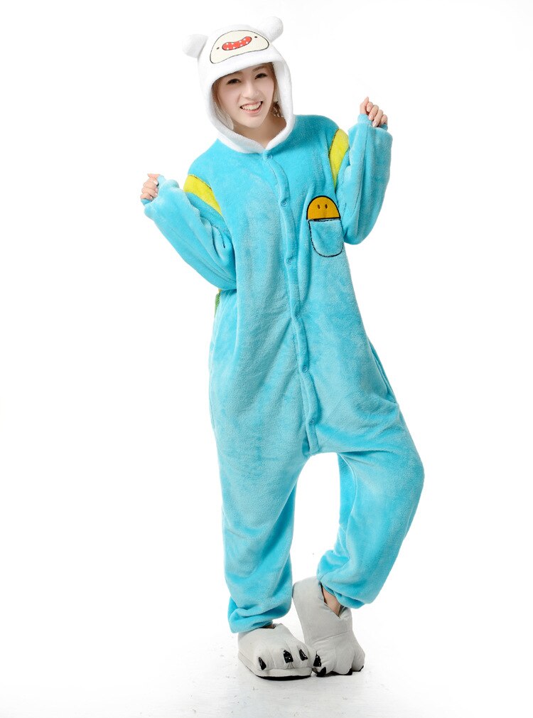 Onesies  ملابس فين كوسبلاي ملابس تنكريهبيجامة قطعة واحدة بتصميم حيوانات للكبار ملابس نوم بقلنسوة، ملابس منزل للهالوين والاحتفالات